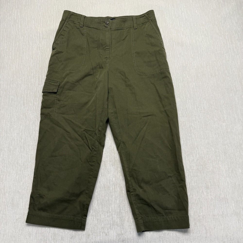 Talbots Supersoft Crop Cargo Pants Womens 10P Olive Green High Rise Utility